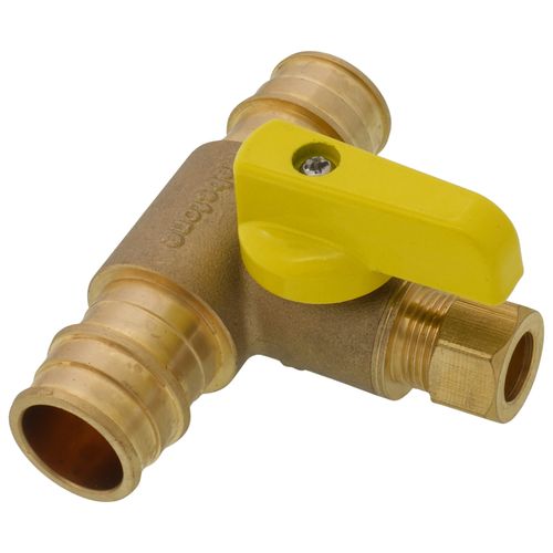 Main product image of 3/8" OD Compression x 3/4" F1960 PEX Pro-Pal T-Valve Full Port Forged DZR Brass Ball Valve w/ Integrated Tee Fitting, Adjustable Packing Gland & Reversible Handle (LF)