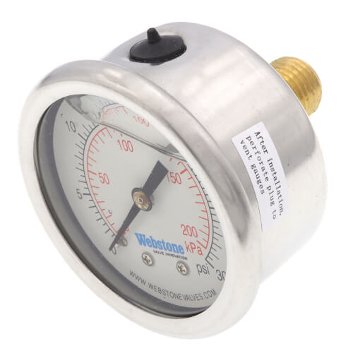 Main product image of 1/4" MIP, 2" Dial Stainless Steel Pressure Gauge (0-30 PSI)