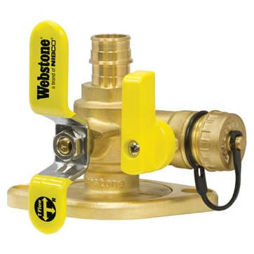 Main product image of 1" Expansion PEX Full Port Forged Brass Uni-Flange Isolator Flange w/ MF Drain & Rotating Flange (Lead Free)