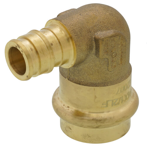 Main product image of 3/4" x 1/2" Copper Press x Expansion PEX Brass Transition Elbow (Lead Free)