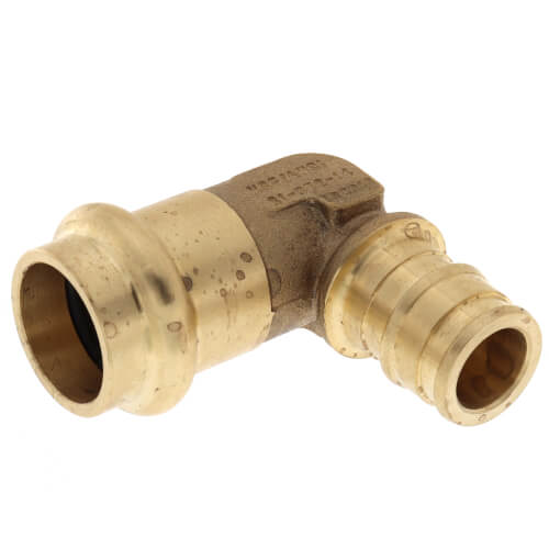 Main product image of 1/2" Copper Press x Expansion PEX Brass 90-Degree Elbow (Lead Free)
