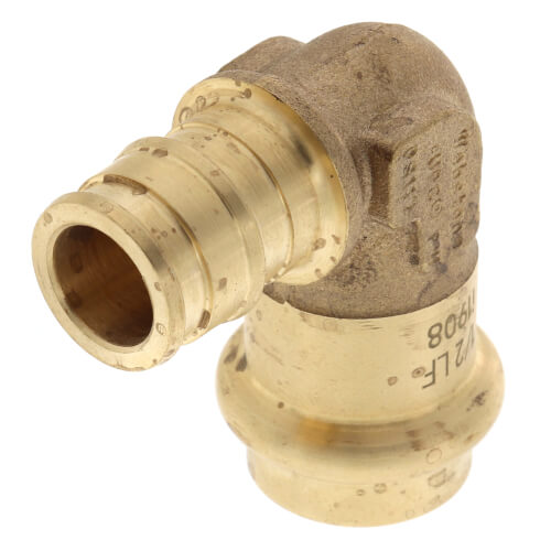 Main product image of 1/2" Copper Press x Expansion PEX Brass 90-Degree Elbow (Lead Free)