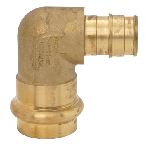 Main product image of 3/4" x 5/8" Copper Press x Expansion PEX Brass 90-Degree Transition Elbow (Lead Free)