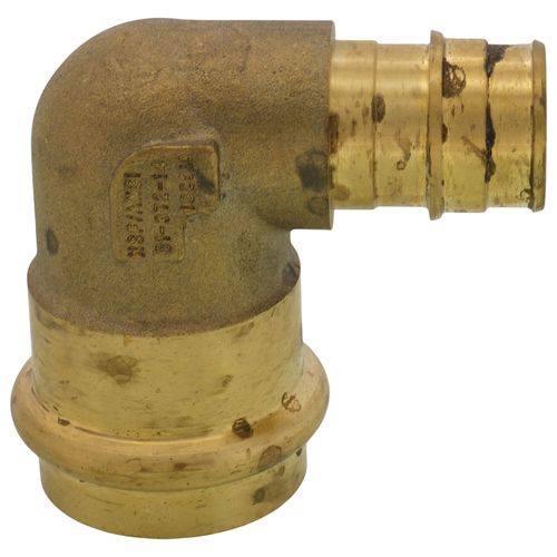 Main product image of 1" x 3/4" Expansion PEX x Copper Press Brass 90-Degree Transition Elbow (Lead Free)