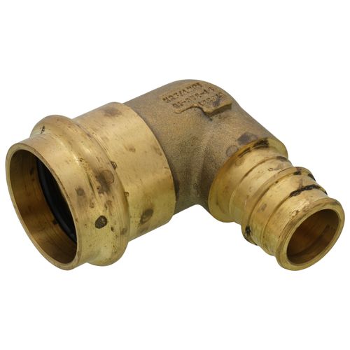 Main product image of 1" x 3/4" Expansion PEX x Copper Press Brass 90-Degree Transition Elbow (Lead Free)