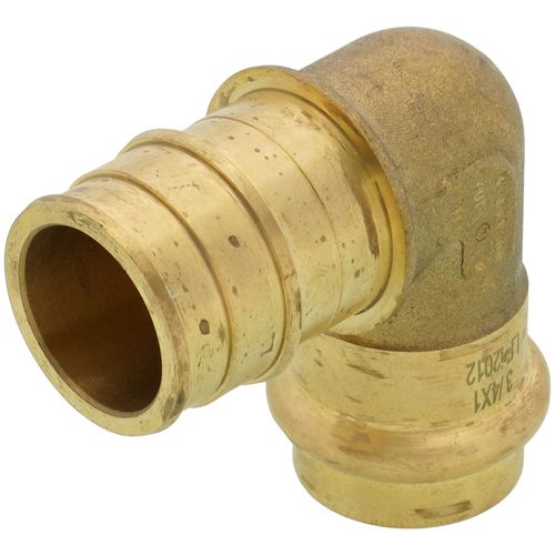 Main product image of 3/4" x 1" Copper Press x Expansion PEX Brass 90-Degree Transition Elbow (Lead Free)