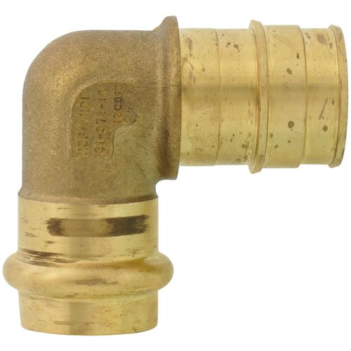 Main product image of 3/4" x 1" Copper Press x Expansion PEX Brass 90-Degree Transition Elbow (Lead Free)