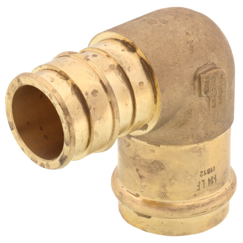 Main product image of 1-1/4" Copper Press x Expansion PEX Brass 90-Degree Elbow (Lead Free)