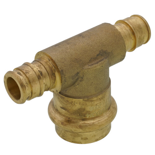 Main product image of 1/2" x 1/2" x 3/4" Expansion PEX × Expansion PEX × Press Brass Transition Tee (LF)