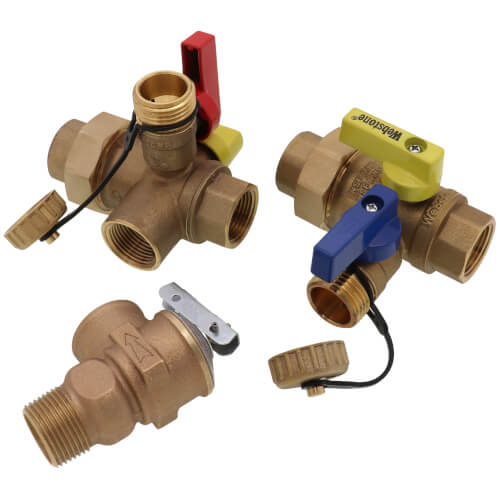 Main product image of 3/4" FIP Union x FIP E-X-P Ultra-Compact Tankless Water Heater Service Valve Kit w/ PRV
