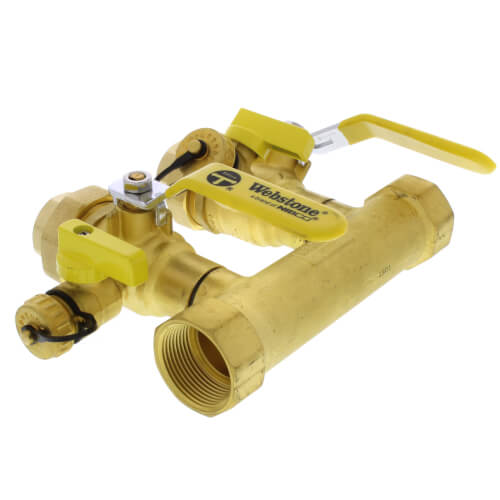 Main product image of 1-1/4" FIP x 1" Hydro-Core Double Ball Drain Valve Kit w/ (2) 1" IPS Union Connections
