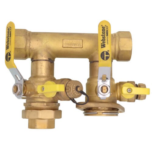 Main product image of 1-1/2" FIP x 1-1/4" Hydro-Core Left Flange Manifold w/ (1) 1-1/4" IPS Union
