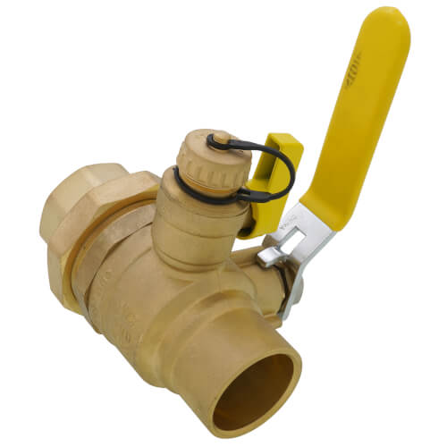 Main product image of 1-1/2" Threaded x 1-1/2" Sweat Pro-Pal Union Full Port Ball Valve w/ Hose Drain