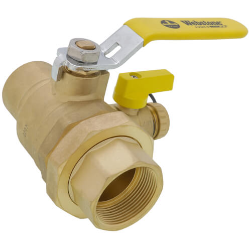 Main product image of 1-1/2" Threaded x 1-1/2" Sweat Pro-Pal Union Full Port Ball Valve w/ Hose Drain