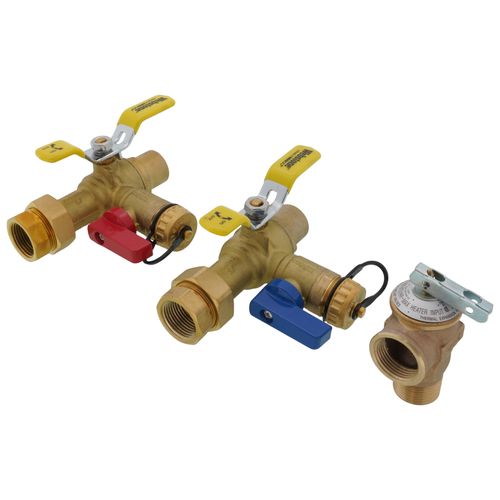 Main product image of 3/4" Sweat Isolator E-X-P E2 Tankless Water Heater Service Valve Kit w/ 150 PSI Pressure Relief Valve (Lead Free)