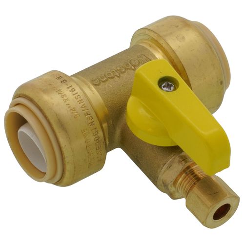 Main product image of 1/4" OD Compression x 3/4" Push Run Pro-Pal T-Valve Full Port Forged DZR Brass Ball Valve w/ Integrated Tee Fitting, Adjustable Packing Gland & Reversible Handle (LF)