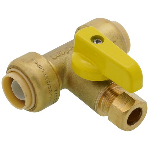 Main product image of 3/8" OD Compression x 1/2" Push Run Pro-Pal T-Valve Full Port Forged DZR Brass Ball Valve w/ Integrated Tee Fitting, Adjustable Packing Gland & Reversible Handle (LF)