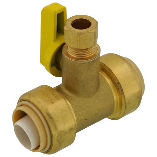 Main product image of 3/8" OD Compression x 3/4" Push Run Pro-Pal T-Valve Full Port Forged DZR Brass Ball Valve w/ Integrated Tee Fitting, Adjustable Packing Gland & Reversible Handle (LF)