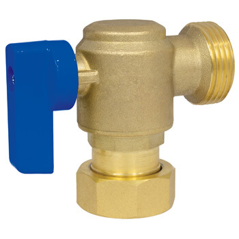 Main product image of 1" Angled Isolation Brass Valve w/ Check, Blue Handle, G1 Union x G1 Thread (Lead Free)