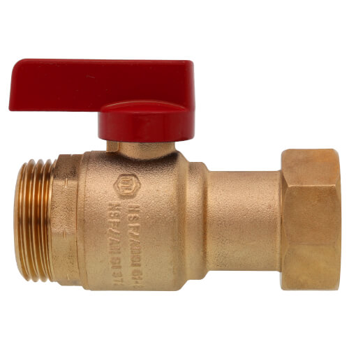 Main product image of 1" Straight Union Brass Ball Valve w/ Check, Red Handle, G1 Union x G1 Thread (Lead Free)