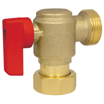 Main product image of 1" Angled Union Brass Ball Valve w/ Check, Red Handle, G1 Union x G1 Thread (Lead Free)