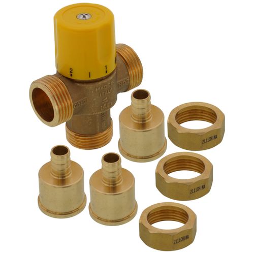 Main product image of 1/2" PEX Crimp Brass Thermostatic Mixing Valve w/ Check Valve (Lead Free)