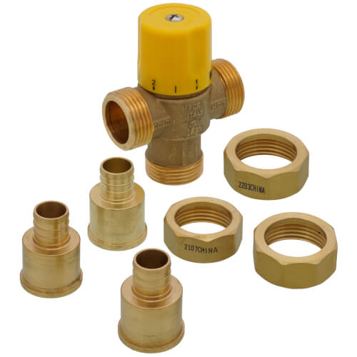 Main product image of 3/4" PEX Crimp Brass Thermostatic Mixing Valve w/ Check Valve (Lead Free)