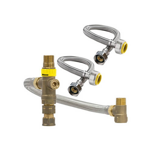 Main product image of 3/4" MNPT x FNPT Water Heater Tempering Valve Installation Kit (26033W-18 Connectors)
