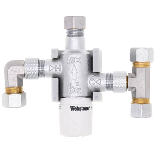 H77411W stone H77411W 3/8" Compression Chrome Plated Thermostatic Mixing Valve w/ Check