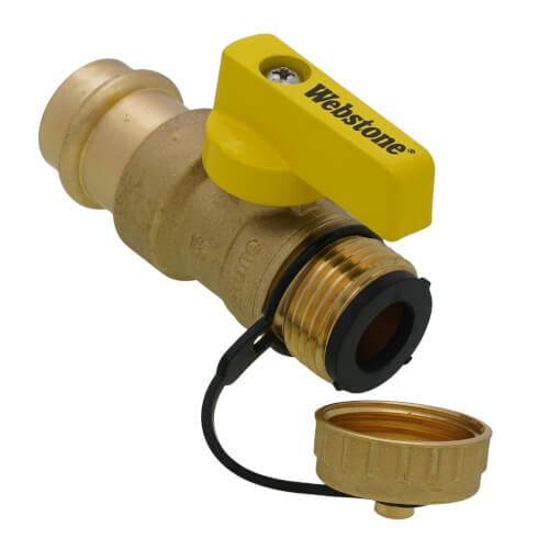 Main product image of 3/4" Press x 3/4" Hose Pro-Pal Add-A-Drain Full Port DZR Brass Ball Valve w/ Cap
