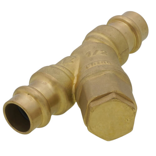 Main product image of 1/2" Press Forged DZR Brass Y-Strainer (20 MESH) w/ 1/2" Plugged NPT Port