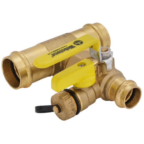 Main product image of 3/4" x 1-1/4" Press T-Union Full Port Ball Drain Valve (Lead Free)