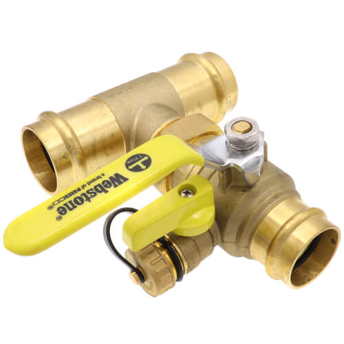 Main product image of 1-1/4" x 1-1/2" Press T-Union Full Port Ball Drain Valve (Lead Free)