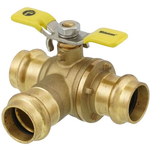 Main product image of 3/4" Press 3-Way DZR Brass Ball Valve w/ L-Port (Lead Free)