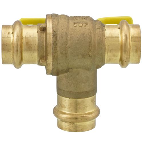 Main product image of 3/4" Press 3-Way DZR Brass Ball Valve w/ L-Port (Lead Free)