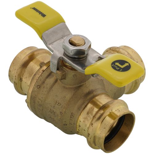 Main product image of 1" Press 3-Way DZR Brass Ball Valve w/ L-Port (Lead Free)