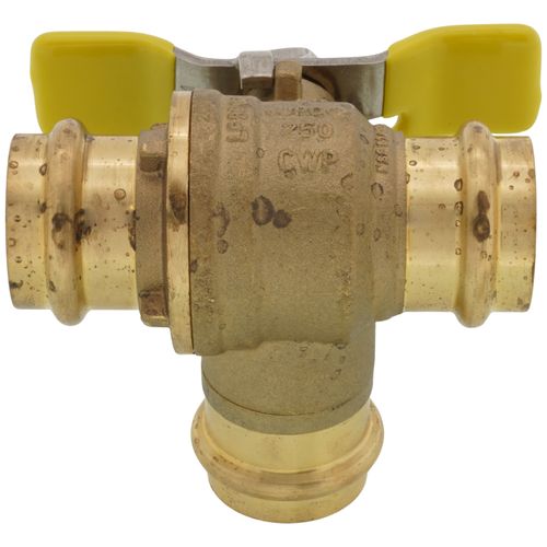 Main product image of 1" Press 3-Way DZR Brass Ball Valve w/ L-Port (Lead Free)