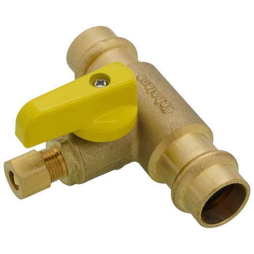 Main product image of 1/4" OD Compression x 1/2" Press Run Pro-Pal T-Valve Full Port Forged DZR Brass Ball Valve w/ Integrated Tee Fitting, Adjustable Packing Gland & Reversible Handle (LF)