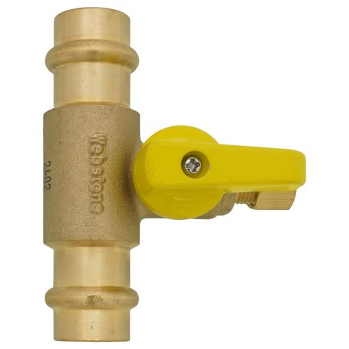 Main product image of 1/4" OD Compression x 1/2" Press Run Pro-Pal T-Valve Full Port Forged DZR Brass Ball Valve w/ Integrated Tee Fitting, Adjustable Packing Gland & Reversible Handle (LF)