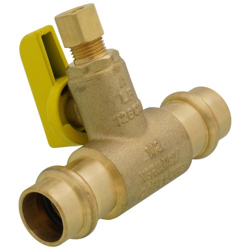 Main product image of 1/4" OD Compression x 1/2" Press Run Pro-Pal T-Valve Full Port Forged DZR Brass Ball Valve w/ Integrated Tee Fitting, Adjustable Packing Gland & Reversible Handle (LF)