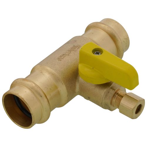 Main product image of 1/4" OD Compression x 3/4" Press Run Pro-Pal T-Valve Full Port Forged DZR Brass Ball Valve w/ Integrated Tee Fitting, Adjustable Packing Gland & Reversible Handle (LF)