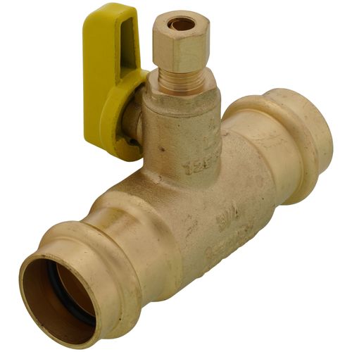 Main product image of 1/4" OD Compression x 3/4" Press Run Pro-Pal T-Valve Full Port Forged DZR Brass Ball Valve w/ Integrated Tee Fitting, Adjustable Packing Gland & Reversible Handle (LF)