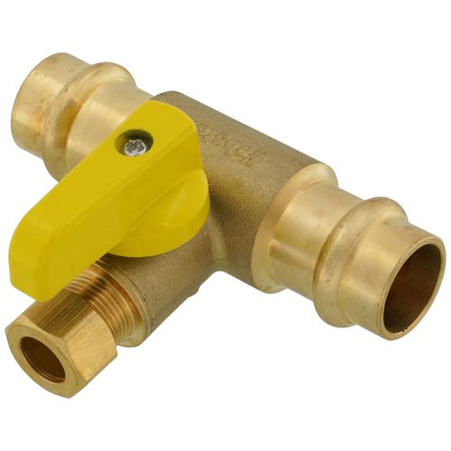 Main product image of 3/8" OD Compression x 1/2" Press Run Pro-Pal T-Valve Full Port Forged DZR Brass Ball Valve w/ Integrated Tee Fitting, Adjustable Packing Gland & Reversible Handle (LF)
