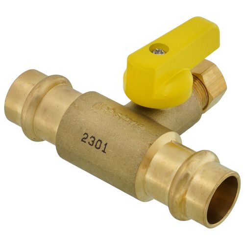 Main product image of 3/8" OD Compression x 1/2" Press Run Pro-Pal T-Valve Full Port Forged DZR Brass Ball Valve w/ Integrated Tee Fitting, Adjustable Packing Gland & Reversible Handle (LF)