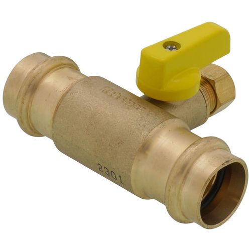 Main product image of 3/8" OD Compression x 3/4" Press Run Pro-Pal T-Valve Full Port Forged DZR Brass Ball Valve w/ Integrated Tee Fitting, Adjustable Packing Gland & Reversible Handle (LF)