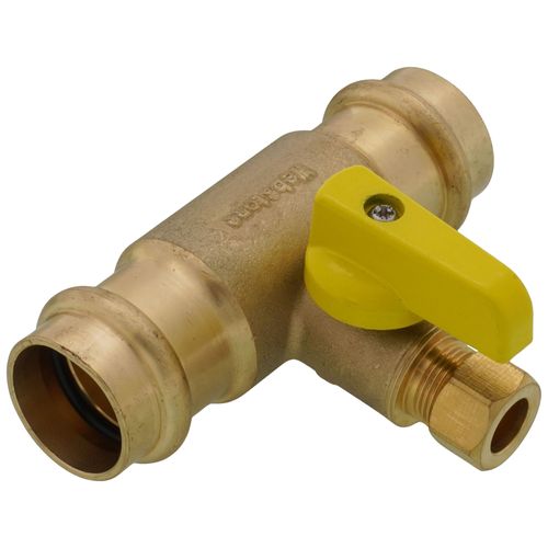 Main product image of 3/8" OD Compression x 3/4" Press Run Pro-Pal T-Valve Full Port Forged DZR Brass Ball Valve w/ Integrated Tee Fitting, Adjustable Packing Gland & Reversible Handle (LF)