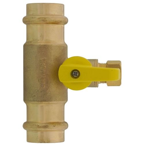 Main product image of 3/8" OD Compression x 3/4" Press Run Pro-Pal T-Valve Full Port Forged DZR Brass Ball Valve w/ Integrated Tee Fitting, Adjustable Packing Gland & Reversible Handle (LF)