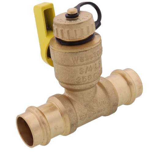 3/4" Pro-Pal Press Full Port T-Drain Ball Valve w/ Hi-Flow Hose Drain (Lead Free)