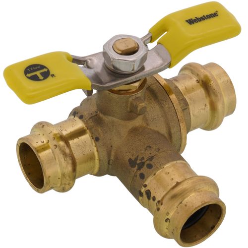Main product image of 1/2" Press 3-Way DZR Brass T-Flow Ball Valve (Lead Free)