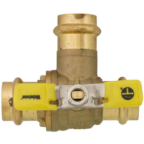 Main product image of 3/4" Press 3-Way DZR Brass T-Flow Ball Valve (Lead Free)